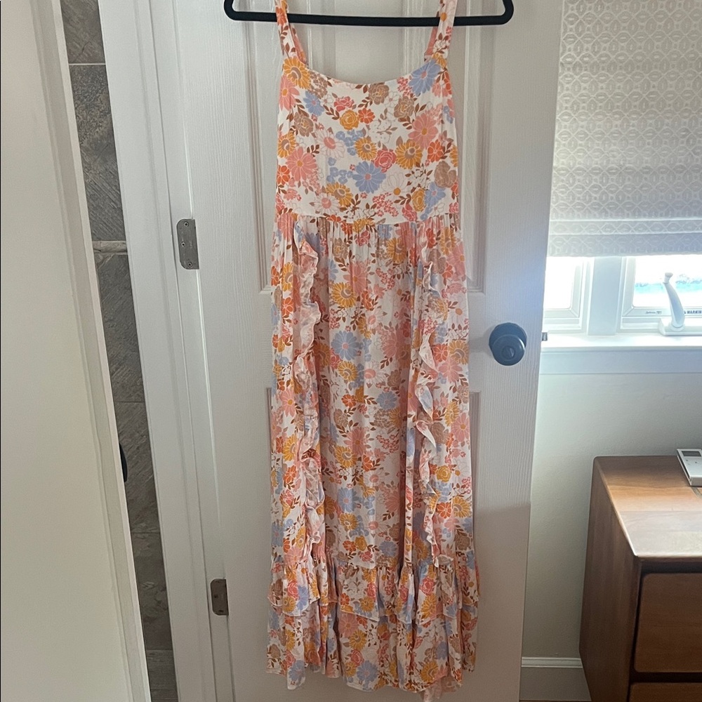 Petal & Pup Floral Maxi Dress - Orange and Blue